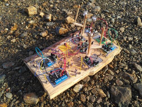 The log synth sitting on some mine waste at Ale and Cakes mine, Gwennap, Cornwall